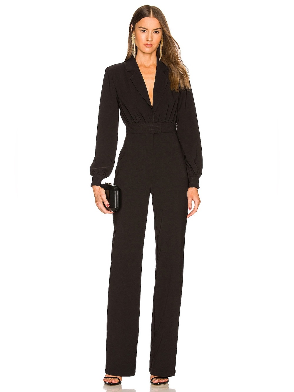 Michael Costello x Revolve NWT Reina Jumpsuit One Piece Long Straight Leg Black